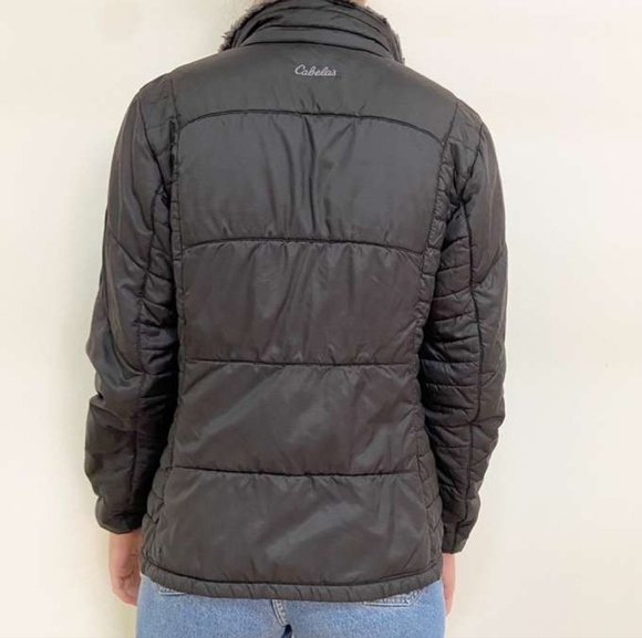 Cabela's Puffer Water Resistant Primaloft Faux Fur Lined Lightweight Size Large - Picture 2 of 15